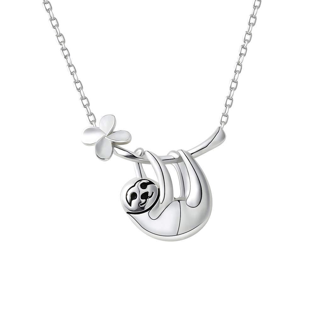 [Australia] - FRIUSATE Sloth Necklace, 925 Sterling Silver Cute Pendant Necklace Animal Necklace Charms for Women Teens Girls Gifts 