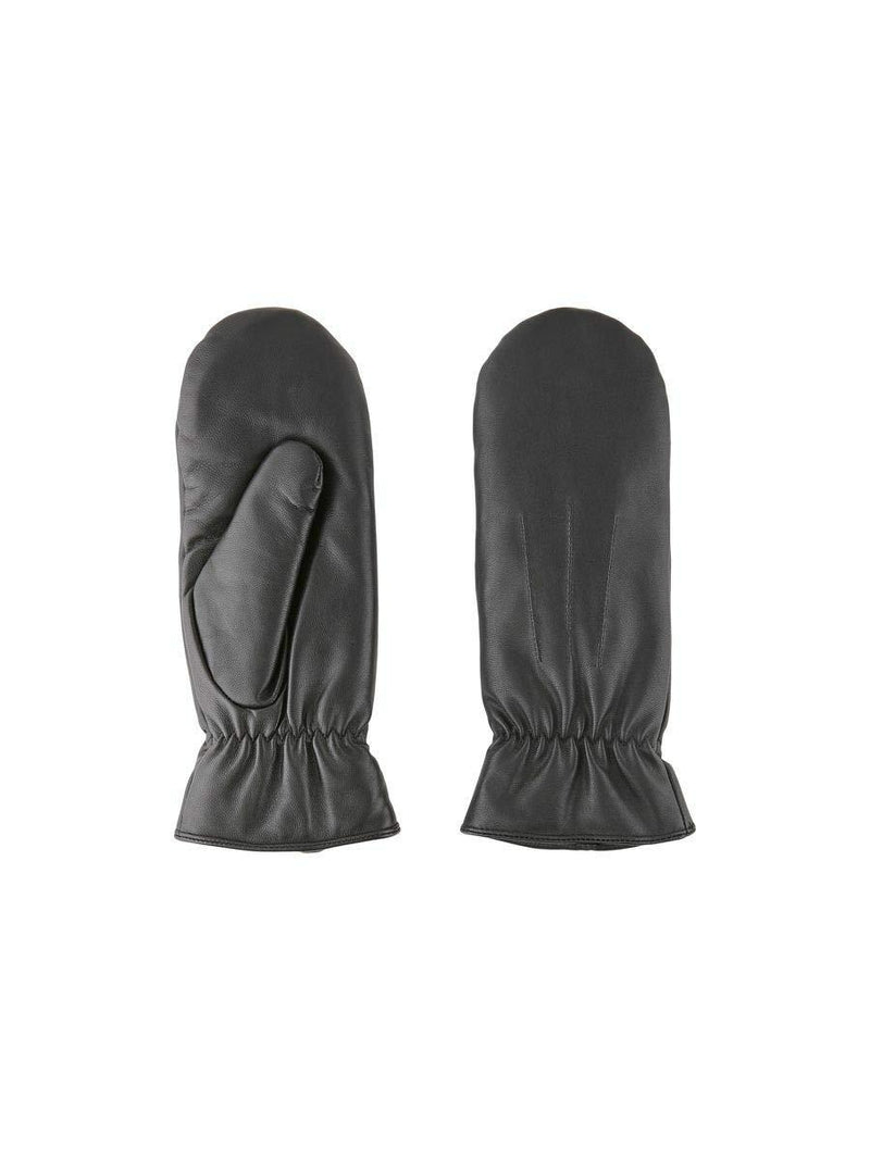 [Australia] - Pieces Women's Pcnellie Leather Mittens Noos Gloves S Black (Black Black) 
