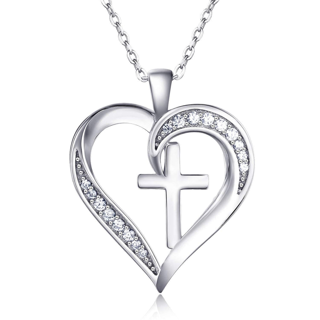 [Australia] - Women 925 Sterling Silver Heat Necklace - Van Chloe Cubic Zirconia Diamond Pendant White Gold Plated Jewelry Gift for Women Girls 17.7''+1.77'' 