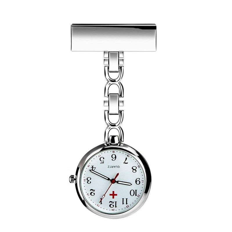 [Australia] - Nurse Lapel Pin Fob Watch Nursing Hanging Medical Doctor Pendant Pocket Watch Silver 