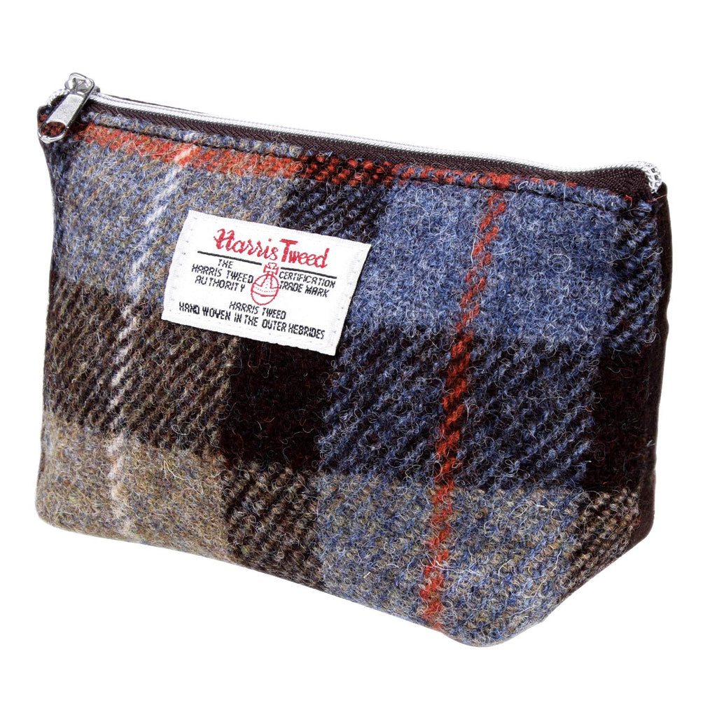 [Australia] - Harris Tweed Plaid Tartan Zipped Purse Cosmetic Toiletry Makeup Pouches Bag (Blue Tartan) Blue Tartan 