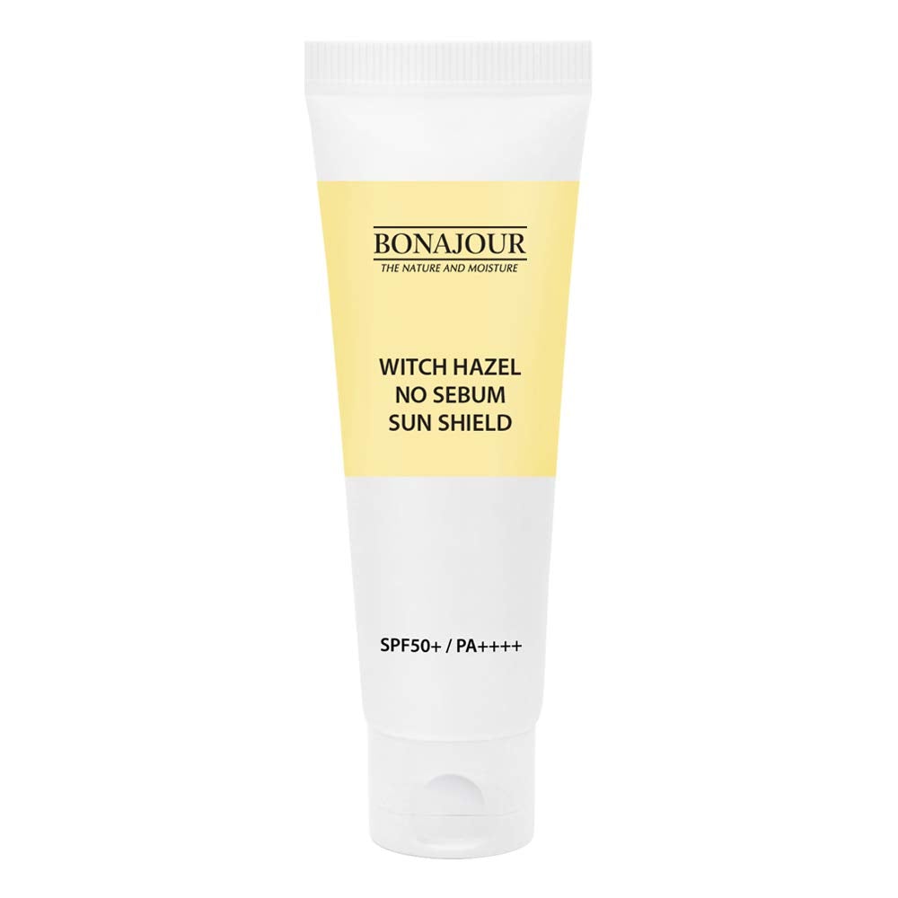 [Australia] - [BONAJOUR] Vegan Witch Hazel No Sebum Sun Shield (UV Defense SPF50+ / PA++++) - 100% Physical Sunscreen for Oily Skin, Brightening/wrinkle improvement/UV block 1.35 Fl.oz 