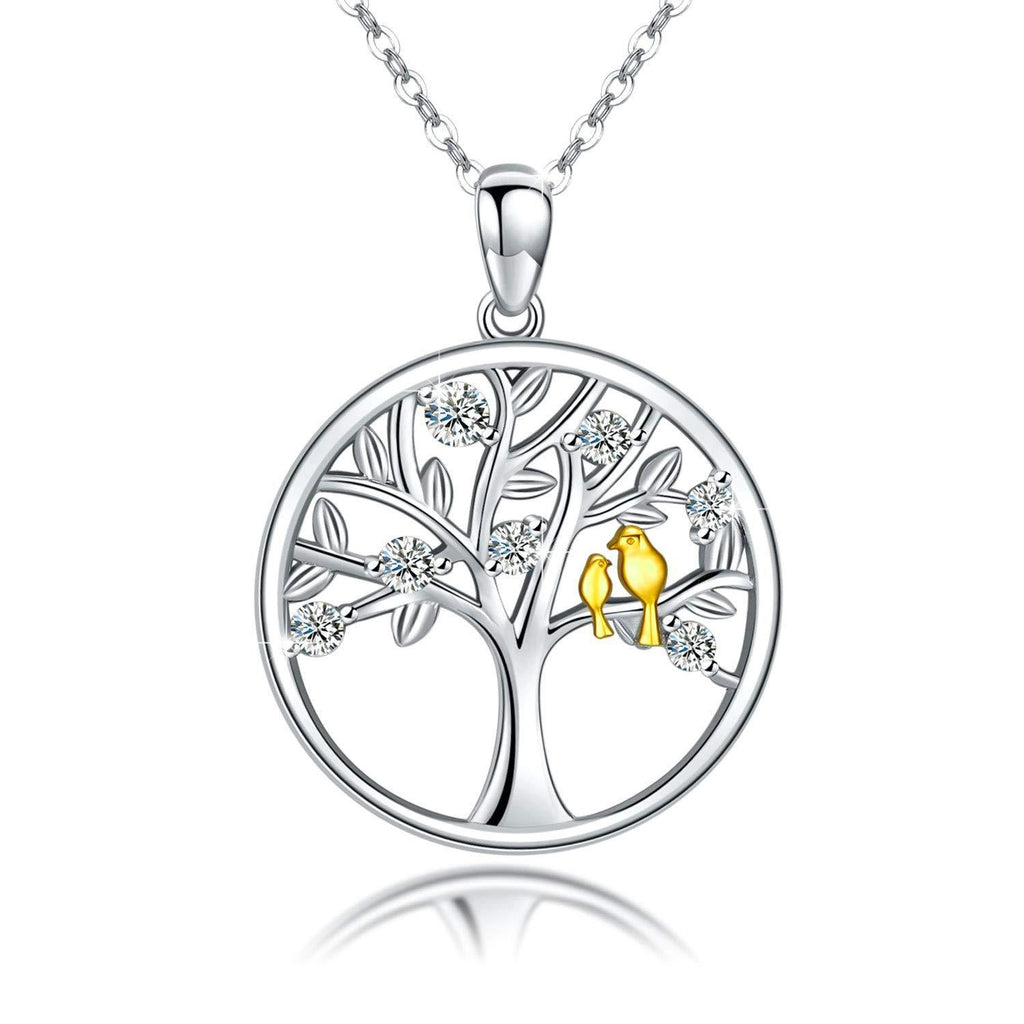 [Australia] - 925 Sterling Silver Necklace for Women Pendant Necklace Girls Jewellery for Mum,Wife,Friends C-Tree of Bird 