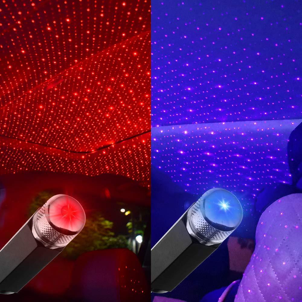 [Australia] - Star Night Light Projector, USB Adjustable Romantic Projector Night Light Auto Roof Ceiling Light, Portable Atmosphere Decorations Night Lamp for Car&Bedroom&Party&Ceiling&Walls (Red+Blue) Red+blue 
