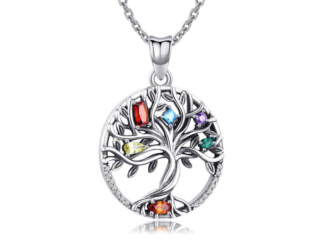 [Australia] - 925 Sterling Silver Pendant, Tree of Life Necklace for Women Girls,Cubic Zirconia Necklace Fine Jewellery Gifts for Wife, Mum and Girlfriend A-silver 