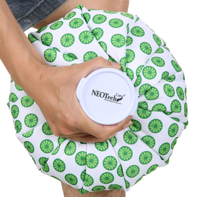 [Australia] - Neotech Care Ice Bag for Injuries, Swelling, Headache, Pain Relief, First Aid - Cold Pack Screw Top Lid - Reusable, Refillable, Flexible & Waterproof Pouch / Bladder Style (28cm, Lime Design) Limes 1 Count (Pack of 1) 