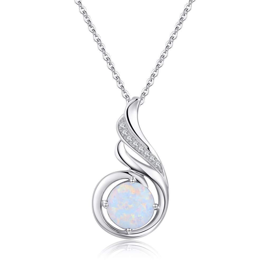 [Australia] - Sterling Silver Phoenix Princess Necklace, Opal Jewellery for Women Girl Statement Necklace Birthday Gift. A White Opal 