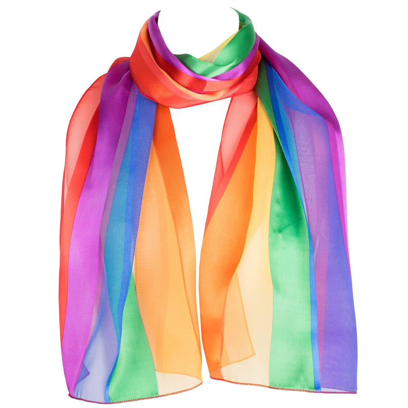 [Australia] - HatToSocks Chiffon Satin Scarf with Rainbow Stripes 