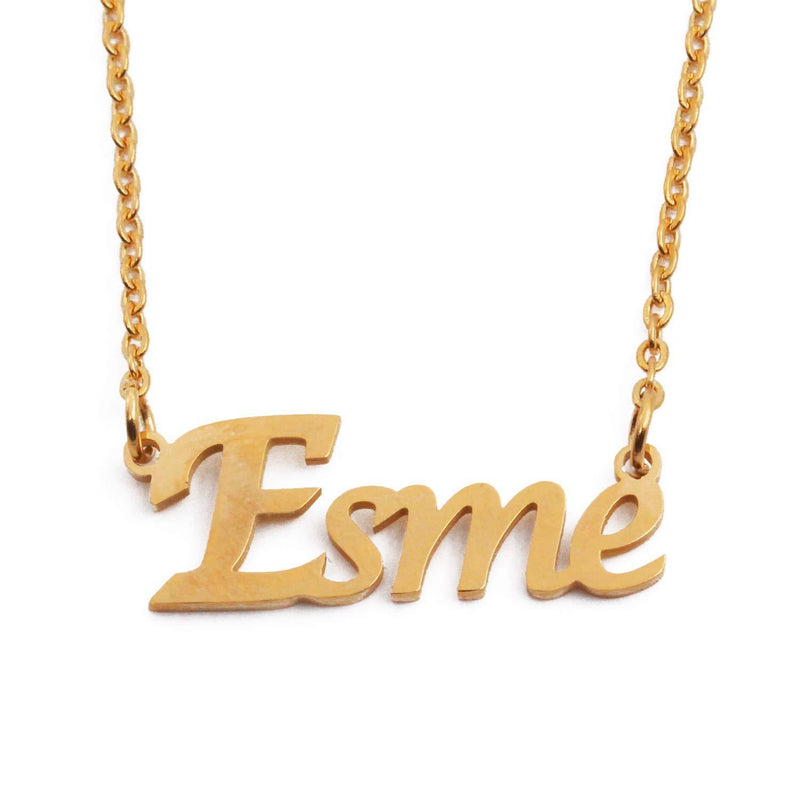 [Australia] - Kigu Name Necklace Esme- 18ct Gold Plated, Personalised Name Necklace -customised Jewellery for Ladies-Name Pendant Esme-Personalised Jewellery 