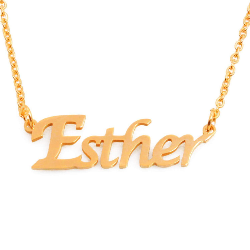 [Australia] - Kigu Esther Personalised Name Necklace Adjustable Chain - 18ct Gold Plated - Incl Gift Packaging 