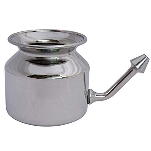 [Australia] - Stainless Steel Neti Pot with 5 Sachet Neti Salt and Instruction Leaflet | Smooth Tip Stainless Steel Neti Pot 