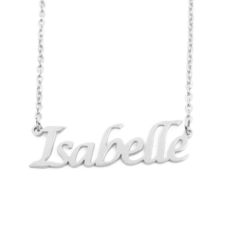 [Australia] - Kigu Isabelle Personalised Name Necklace - Adjustable Chain - Silver Tone - Incl Gift Packaging 