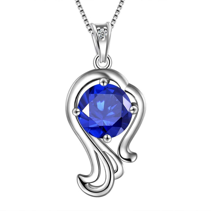 [Australia] - Aurora Tears 925 Sterling Sliver 12 Zodiac Sign Crystal Constellation Pendant Necklace 12 Horoscope Birthstone Necklace Jewellery Gift DP0134 F.Virgo-Sapphire-Sign 