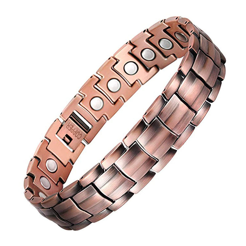 [Australia] - Jeracol Magnetic Bracelet for Men Solid Copper Magnetic Bracelets with Strong Magnets Wristband Adjustable Magnetic Brazaletes with Remove Tool & Jewellry Gift Box A-Copper 