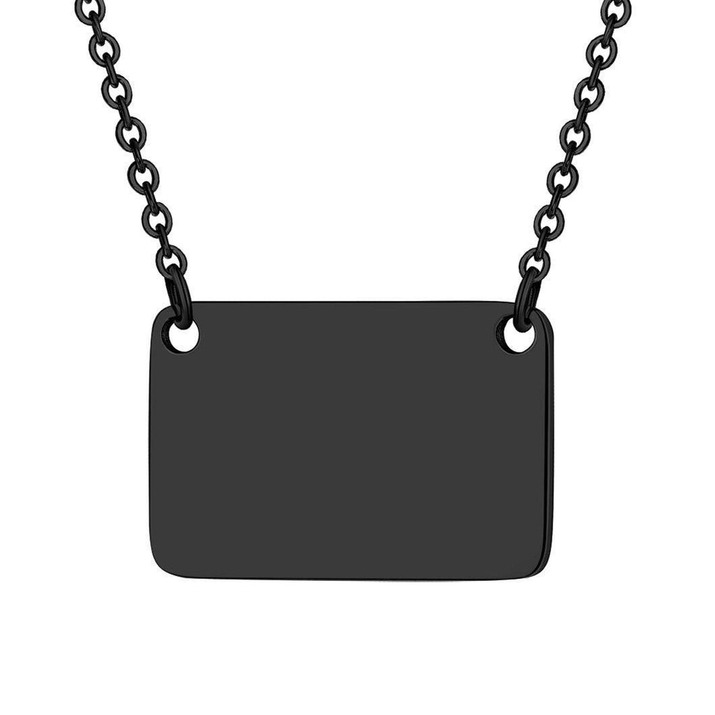 [Australia] - Richsteel Square Tag Pendant Necklace, Resizable Rolo Chain(16"+2"), Customizable, I Love Jesus/Blank Fram, Gold/Black Plated, Stainless Steel Jewelry Men/Women Name Necklace (Gift Packaging) Blank- Black Plated 01. No Customize 