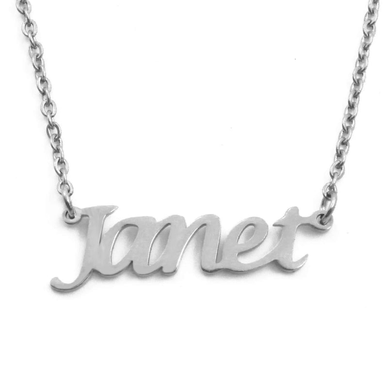 [Australia] - Kigu Janet Personalised Name Necklace Adjustable Chain - Silver Tone - Custom Women`s Jewellery - Incl Gift Packaging 