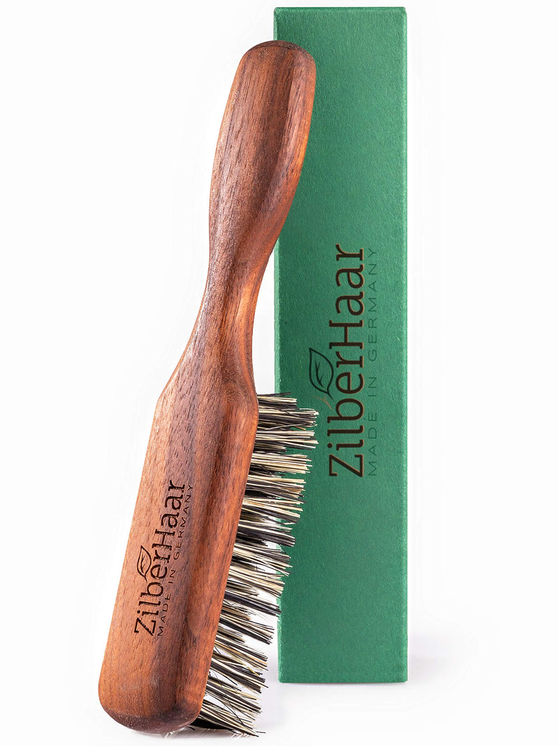 [Australia] - ZilberHaar - Regular Vegan Beard Brush - Stiff Natural Bristles, Mexican Tampico Fiber and Oiled Walnut Wood - Animal-Free Beard Grooming Brush for Men - Made in Germany 