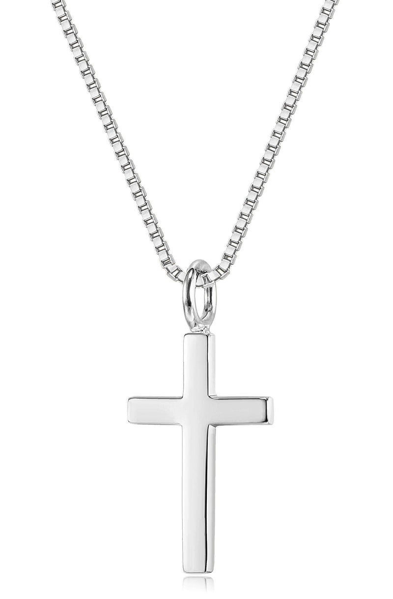 [Australia] - Sllaiss 925 Sterling Silver Tiny Cross Necklace for Women Men Small Religious Christian Cross Pendant Necklace 18” Birthday Friendship Gifts A:silver 