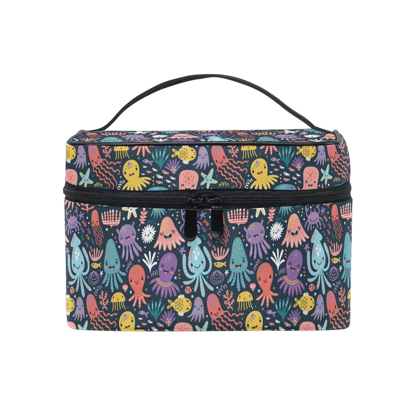 [Australia] - Makeup Bag, Funny Octopus Print Cosmetic Toiletry Storage Organiser Case Large Travel Handle Personalised Pouch with Compartments for Teenage Girls Women Lady Colour 011 