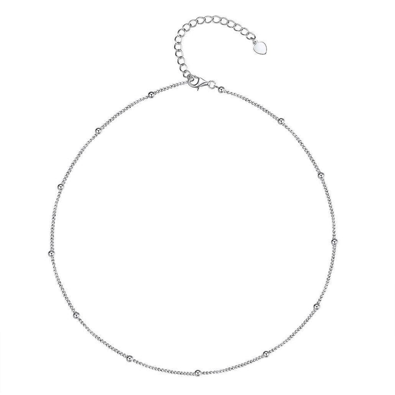 [Australia] - Silvora Dainty Sterling Silver Choker Necklace for Women/Teens/Girls with Delicate Packaging Bead 1-silver 