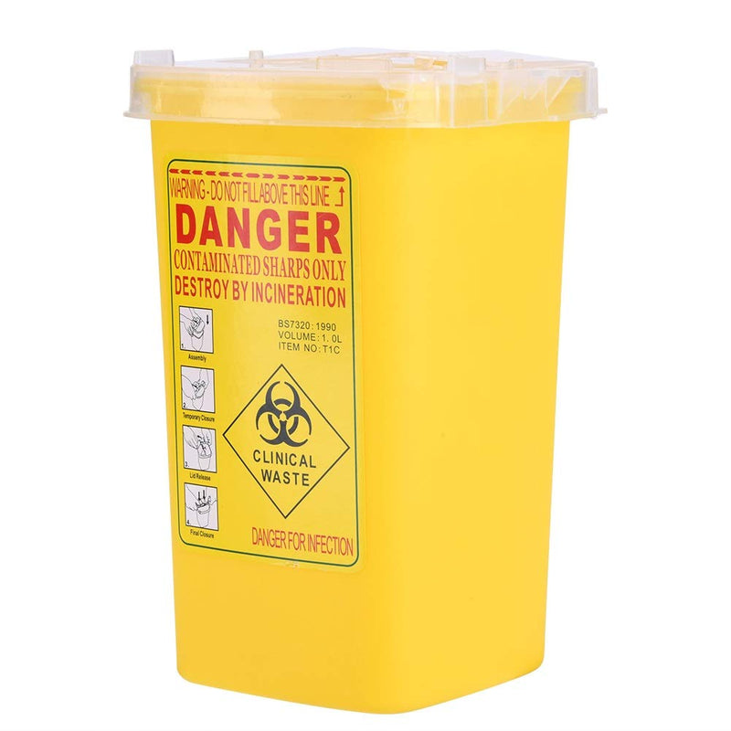 [Australia] - Sharps Container-Plastic Needle Container Tattoo Medical Biohazard Needle Disposal 1L Size Waste Box (2 Colors) (Color : Yellow) 