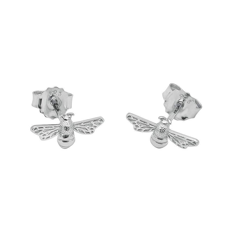 [Australia] - Kiara Jewellery Sterling Silver Flying Bumble Bee Hypoallergenic Stud Earrings. 