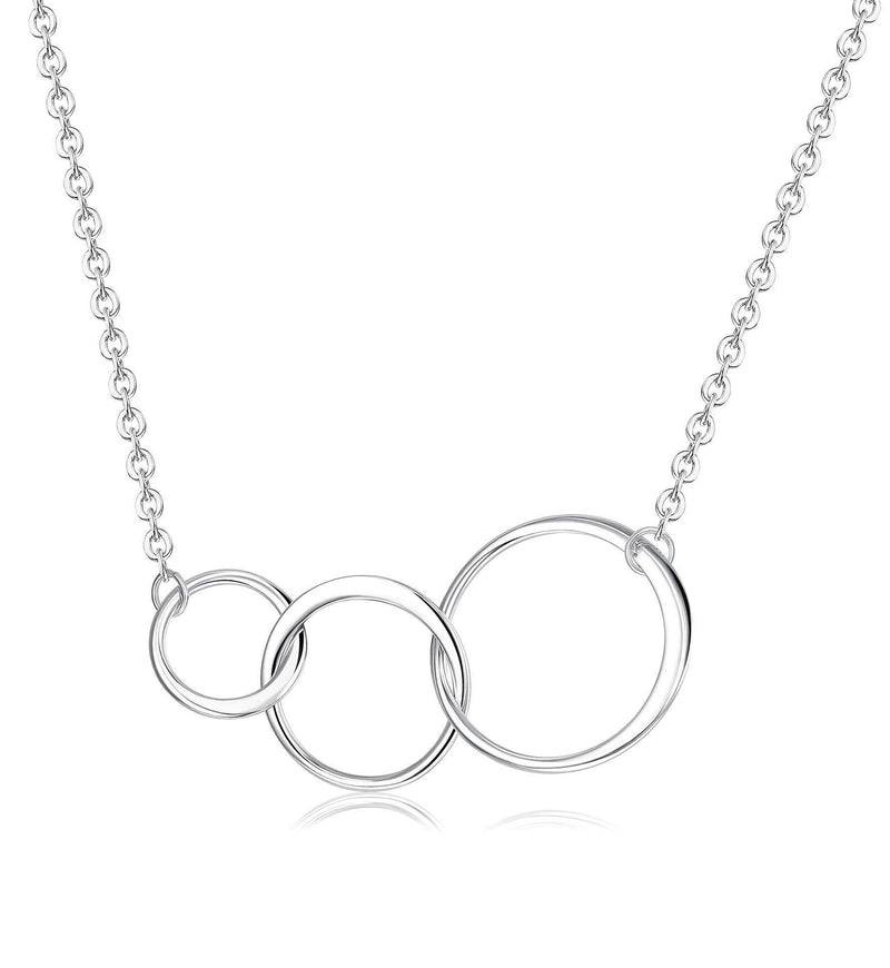 [Australia] - Sllaiss 3 Generations Necklace for Grandma Mom Daughter Sterling Silver Interlocking Infinity 3 Circles Pendant Necklace Jewelry Birthday Gift 