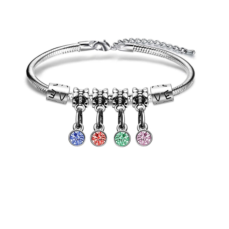 [Australia] - KENYG 4 Color Rhinestone Crystal Women Silver Chain Bracelet Anklets Snake Chain 