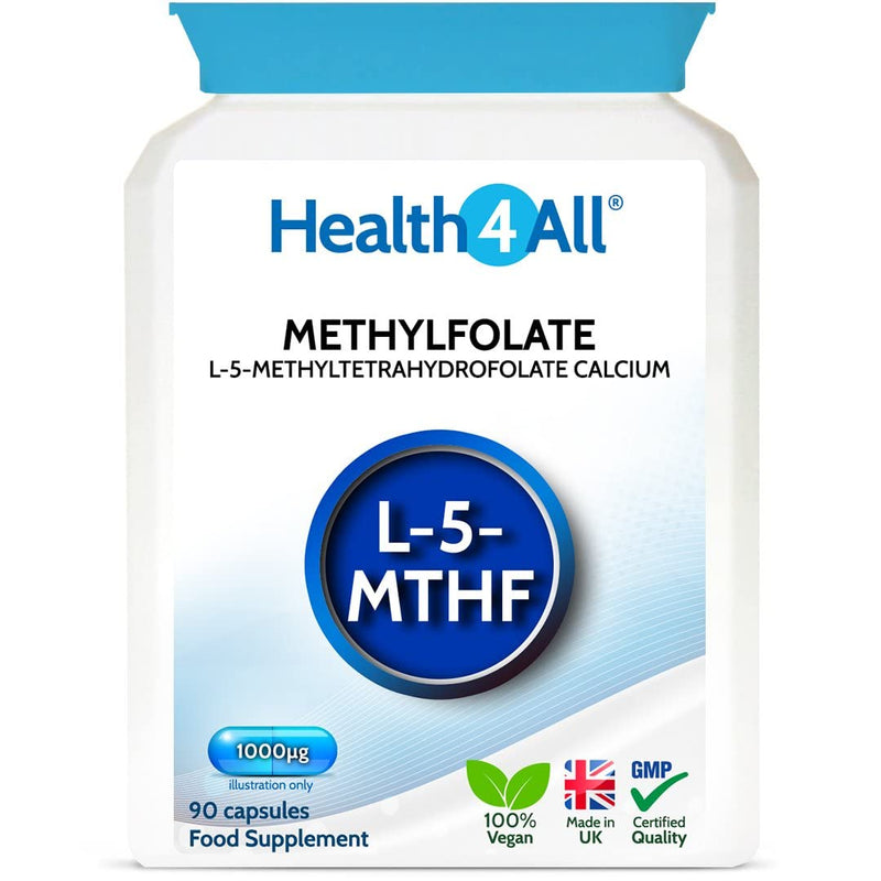 [Australia] - Health4All 5 MTHF Methylfolate 1000mcg 90 Capsules (V) (not Tablets) Prenatal Folate - Active Form of Folic Acid for Healthy Pregnancy, Overcomes MTHFR 90 Count (Pack of 1) 