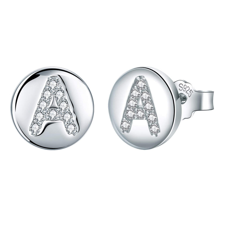 [Australia] - J.Endéar Initial Letter A-Z Stud Earrings for Girls Women Kids, 925 Sterling Silver Cubic Zirconia Earrings Tiny Small Studs Customize Gifts 