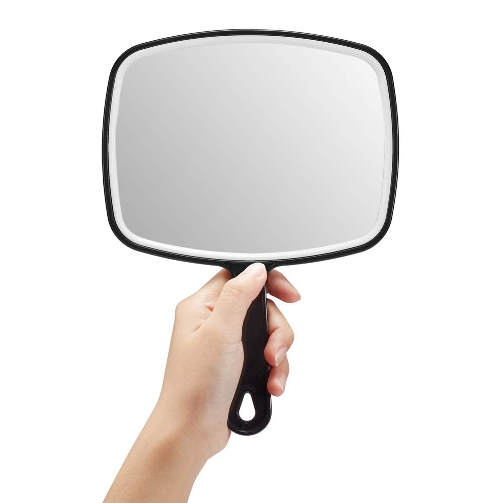 [Australia] - OMIRO Hand Mirror, Black Handheld Plain Mirror with Handle,Square,M M (Pack of 1) 