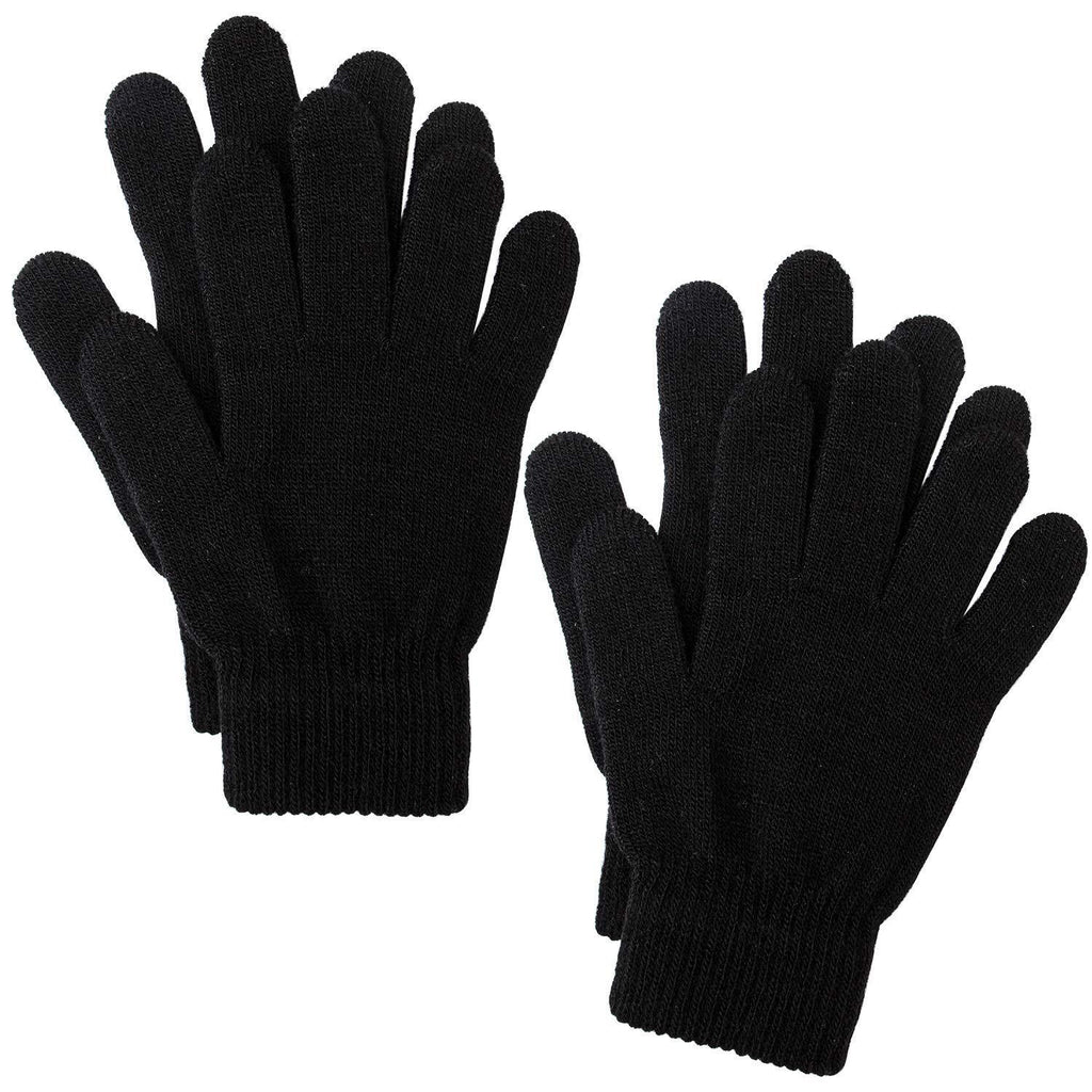 [Australia] - Cooraby 2 Pairs Winter Magic Gloves Classic Knit Warm Gloves Accessories for Man, Woman or Teens Black L 