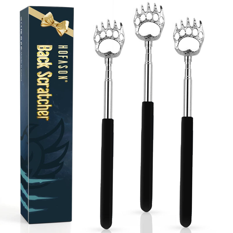 [Australia] - Back Scratcher for Men Women, HOFASON Bear Claw Telescopic Scratcher Back Massager Tool, Extendable Telescope Backscratcher Eliminating Back Itching Scratcher (3 Pack) Black 