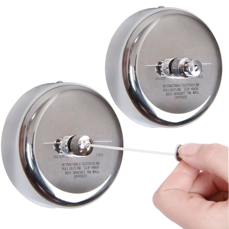 [Australia] - JHHSYU 2 Pcs Retractable Clothesline 304 Stainless Steel Durable with Heavy Duty Adjustable Rope Shower Clothes Line for Outdoor and Indoor 