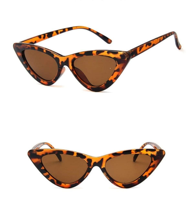 [Australia] - Slim Cat Eye Leopard Sunglasses Women Ladies Retro Vintage Cateye Reflective IBIZA 2020 