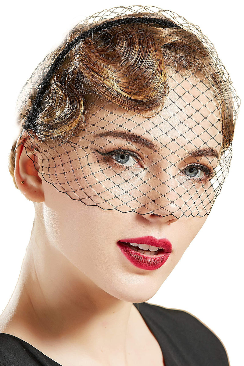 [Australia] - Coucoland Mesh Headband Hair Clip Veil Net Headpiece 1920s Fascinator Gatsby With Kentucky Derby Cocktail Wedding Tea Party for Women 