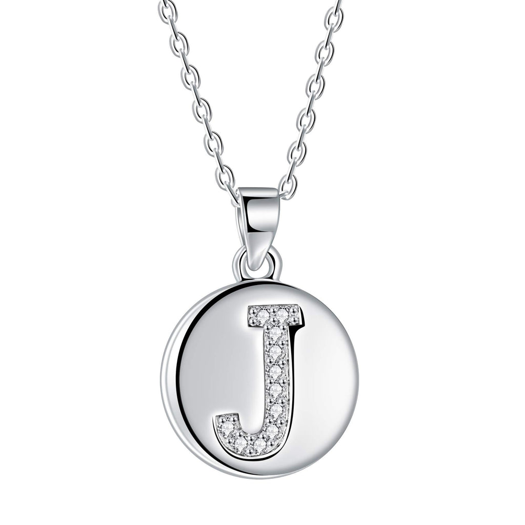 [Australia] - J.Endéar Initial Letter A-Z Necklace for Women Girls Sterling Silver with Zirconia Personalised Gifts 40+5cm Adjustable J 