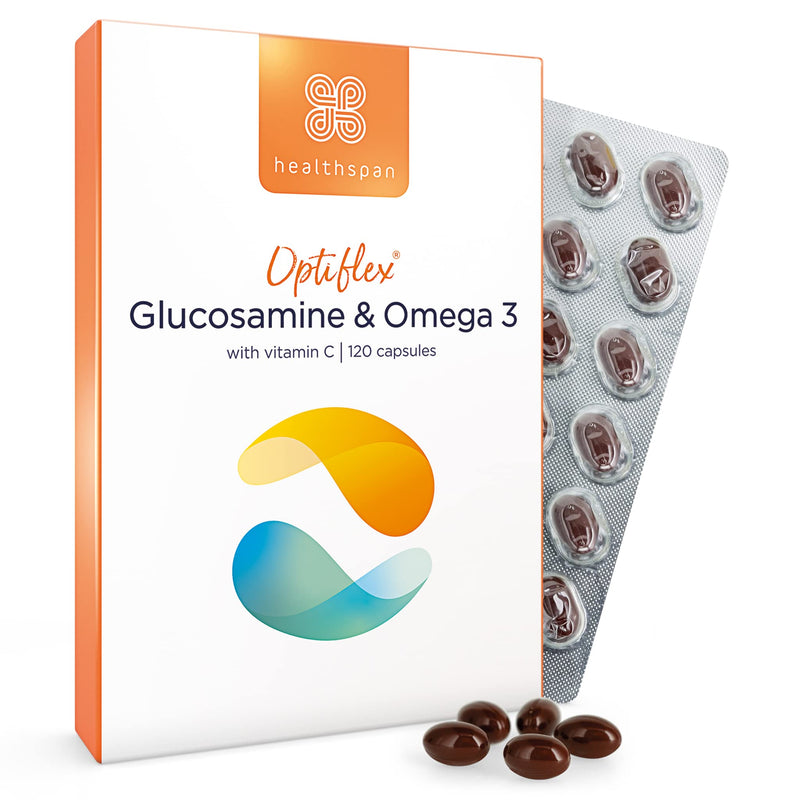 [Australia] - Healthspan Glucosamine & Omega 3 | 120 Capsules | Joint Health | Added Vitamin C | 400mg Optiflex Glucosamine HCI | 300mg Omega 3 Fish Oil | Highly Purified & Sustainably Sourced 