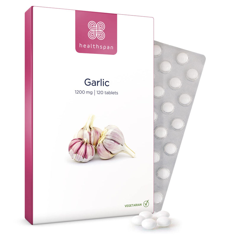[Australia] - Healthspan Garlic 1,200mg | 120 Tablets | Heart Health |Added Vitamin B1 | Triple-Strength Formula | Odour-Controlled | Vegetarian 