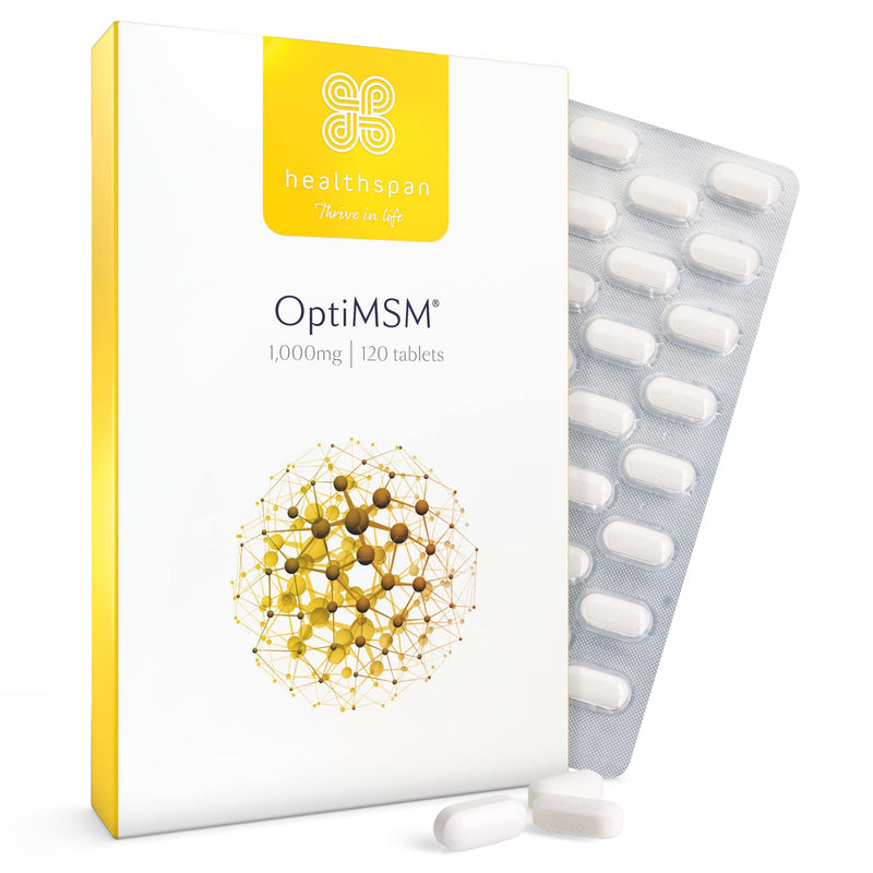[Australia] - Healthspan OptiMSM 1,000mg | Natural Form of MSM | Sulfur | Purified Methylsulphonylmethane | Joint Cartilage | Vegan (120 Tablets) 120 Count (Pack of 1) 