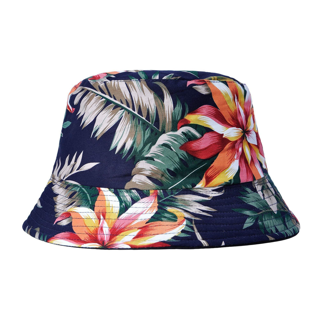 [Australia] - ZLYC Fashion Print Bucket Hat Summer Fisherman Cap for Women Men (Flowers Leaves Black) 