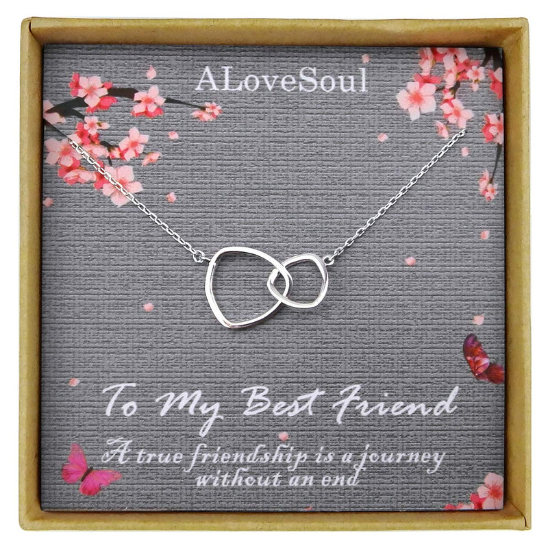 [Australia] - ALoveSoul Best Friend Necklace - Sterling Silver Two Interlocking Infinity Double Triangle Circles Friendship Necklace Friendship Gifts for Women Birthday Gift 