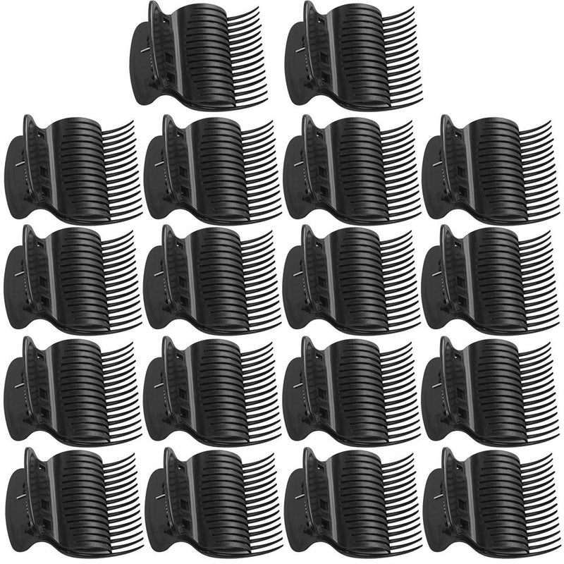 [Australia] - 18 Pieces Hot Roller Clips Plastic Hair Curler Claw Clips Replacement Roller Clips for Small, Medium, Large and Jumbo Hair Rollers (Black) 