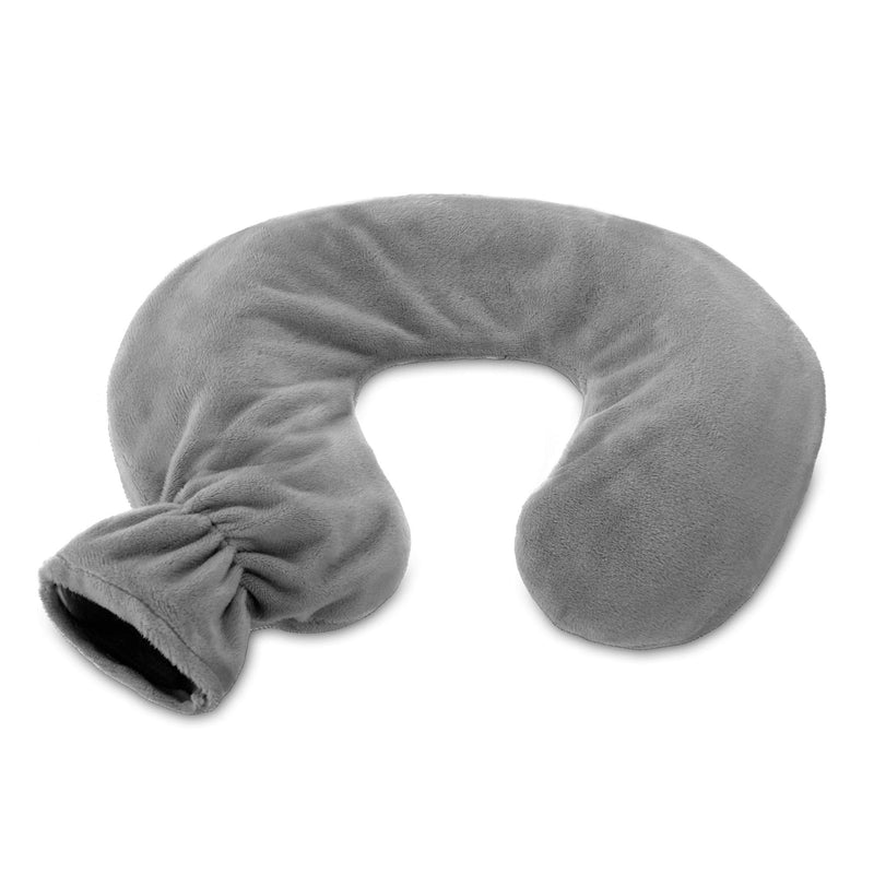 [Australia] - LIVIVO Neck and Shoulder U Shaped 1L Hot Water Bottle with Soft, Removable and Washable Fleecy Cover (Grey) Grey 