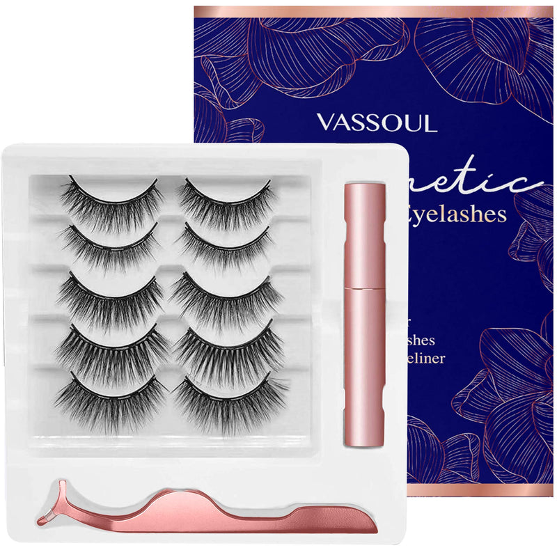 [Australia] - VASSOUL Magnetic Eyelashes With Eyeliner, Magnetic Eyeliner And Lashes, Magnetic Eyeliners With Advanced 3D Magnetic Eyelash, Magnetic lashliner, And Applicator 