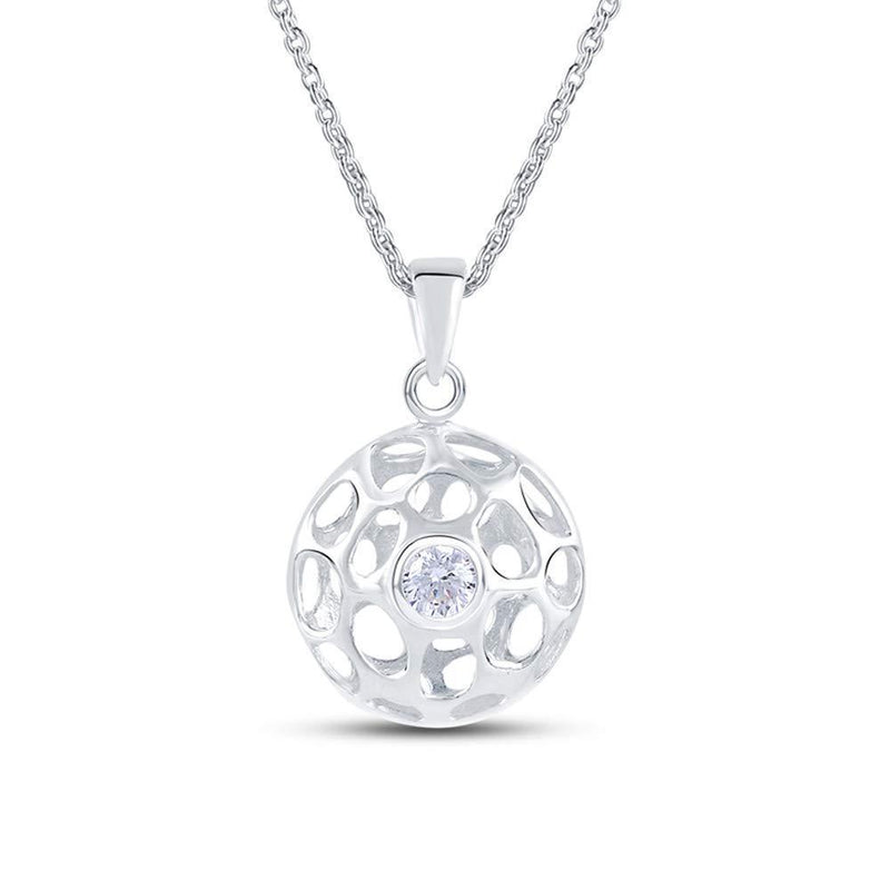 [Australia] - Charmsy Sterling Silver Jewelry Mesh Filigree Pendant with Cable Chain for Women 23 MM 