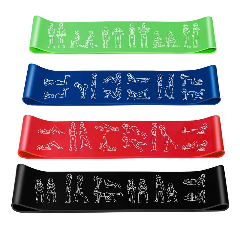 [Australia] - Amonax Resistance Bands Set for Women and Men, Exercise Fitness Home Gym Bands for Legs and Glutes and Arms. Yoga, Pilates Resistant Band Mini Loop Bands, Therapy Stretch Band Green+Blue+Red+Black 