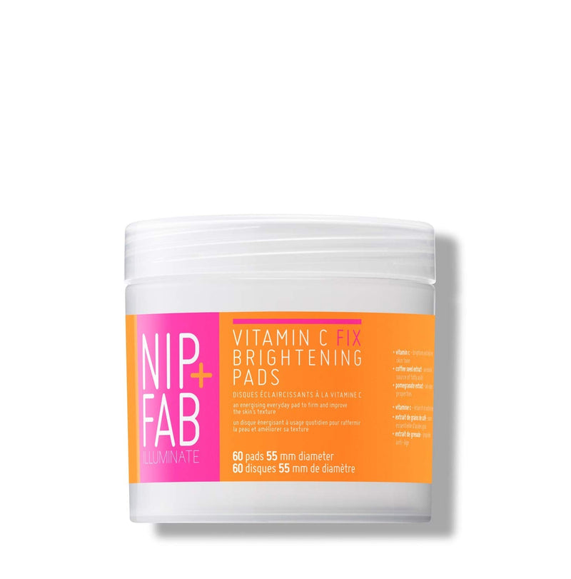 [Australia] - Nip + Fab Vitamin C Fix Brightening Pads for Face, Facial Pad with Anti-Aging Pomegranate and Coffee Seed Extract to Brighten Even Tone Skin, 60 Pads, 80 ml 