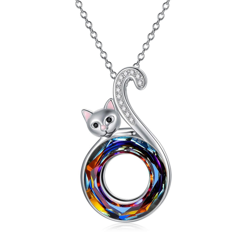 [Australia] - Cat Gifts for Cat Lovers, Sterling Silver Cat Pendant Necklace, Birthday Jewellery Gifts for Women Her Wife Volcano 