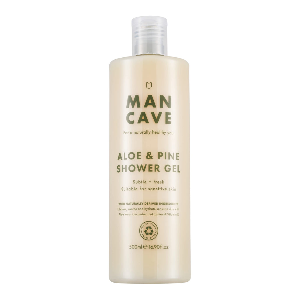 [Australia] - ManCave Aloe + Pine Shower Gel 500ml for Men, Suitable for Sensitive Skin, Natural Formulation, Vegan Friendly, Bottle made from Recycled Plastics 